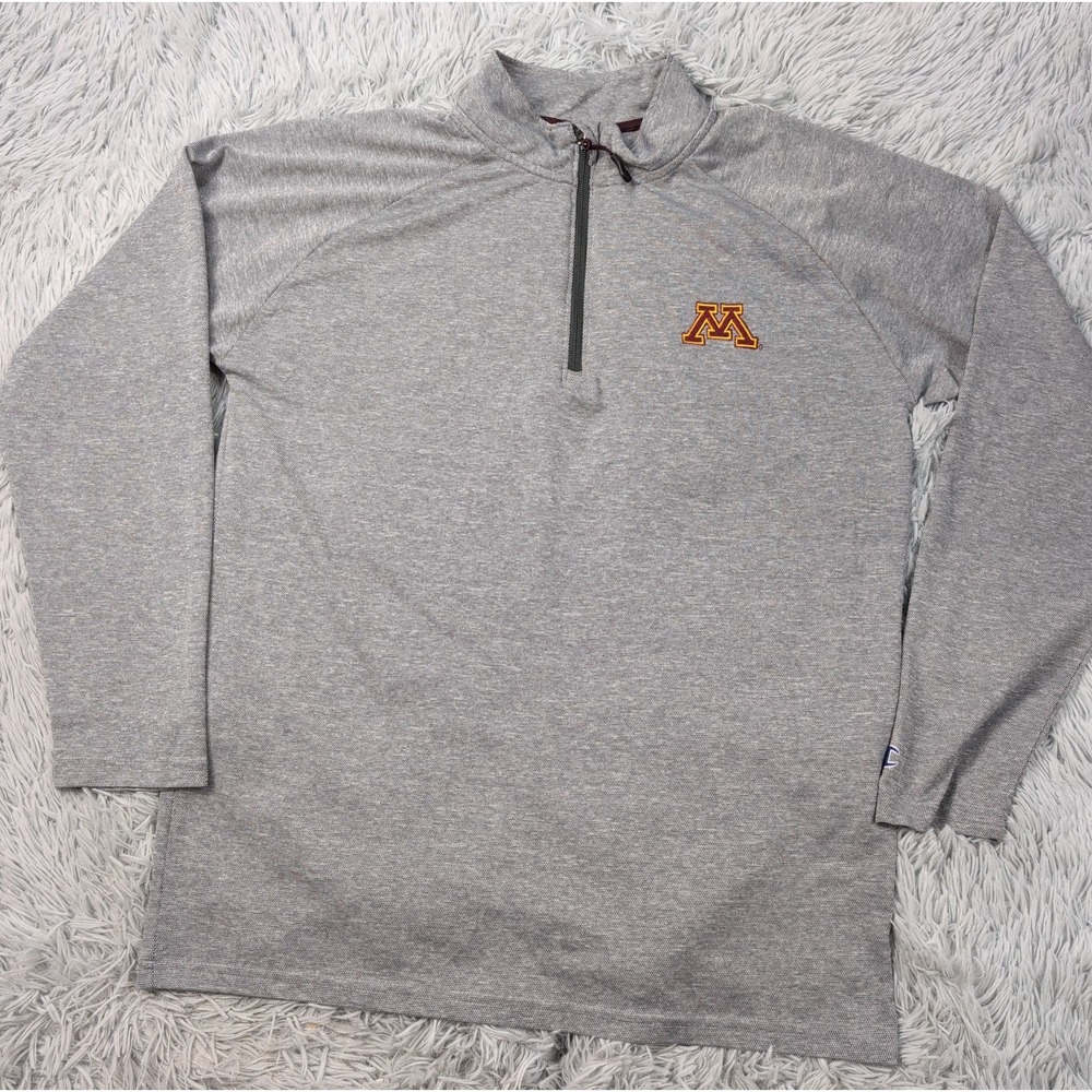 Minnesota Golden Gophers Shirt Mens M Gray Half Zip Athletic Logo Lightweight